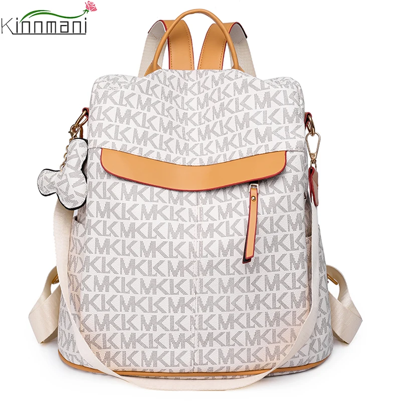 

New Fashion Multifunctional Backpacks Women's Designer Large Capacity Travel Bag PVC Fabric Anti-theft Backpack Girl SchoolBag