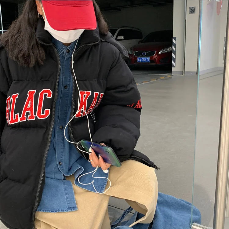 COLDYINGANA DOWN JACKET WOMAN Varsity Jacket Women's Winter Coats Thick Warm BLACK MAN JACKET Long Sleeves Female Coat Bomber