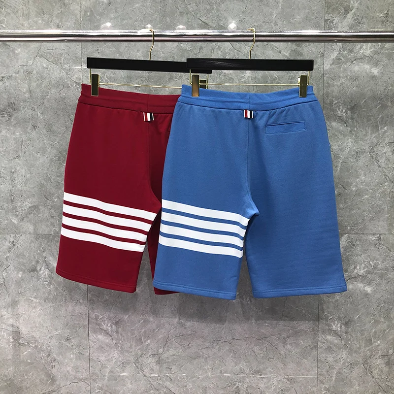 TB THOM Pants Summer Male Shorts Fashion Brand Custom Shortpants Engineered White 4-Bar Cotton Jersey Clothing