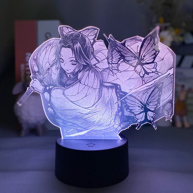 

Anime Demon Slayer Kochou Shinobu Figure 3d Led Night Light Gift for Home Bedroom Decor Night Table Lamp for Girl Dropshipping