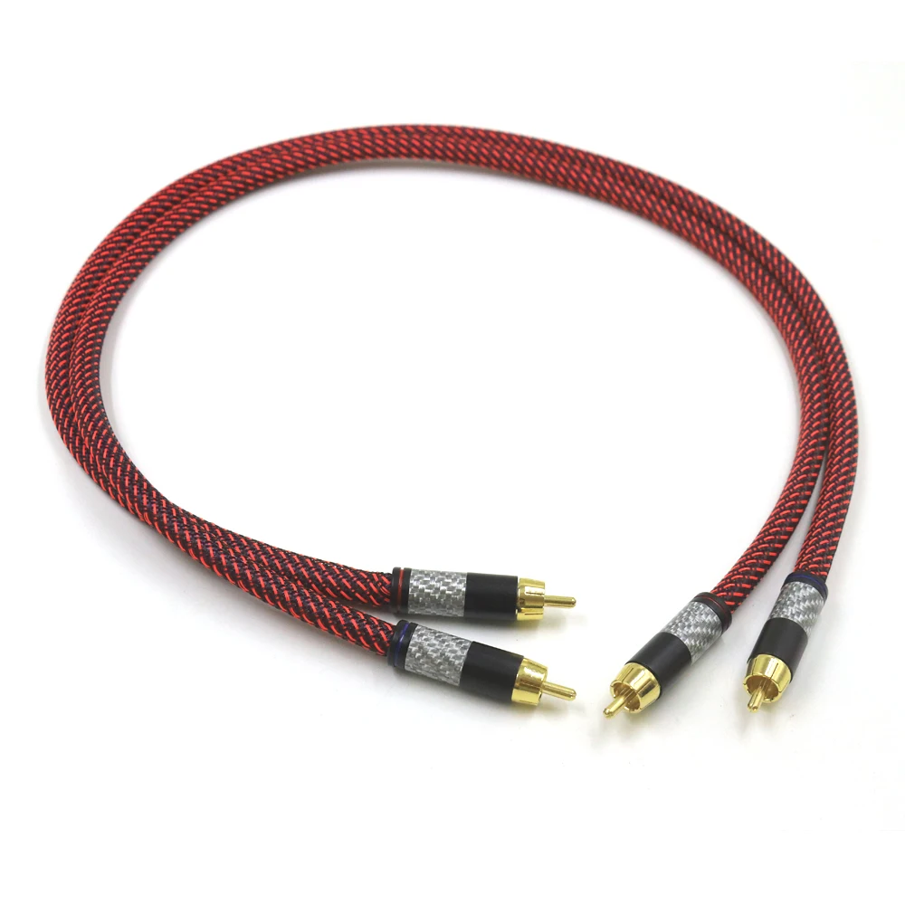 HiFi пара углеродного волокна позолоченный кабель 2RCA 6N OFHC аудиокабель двойной RCA