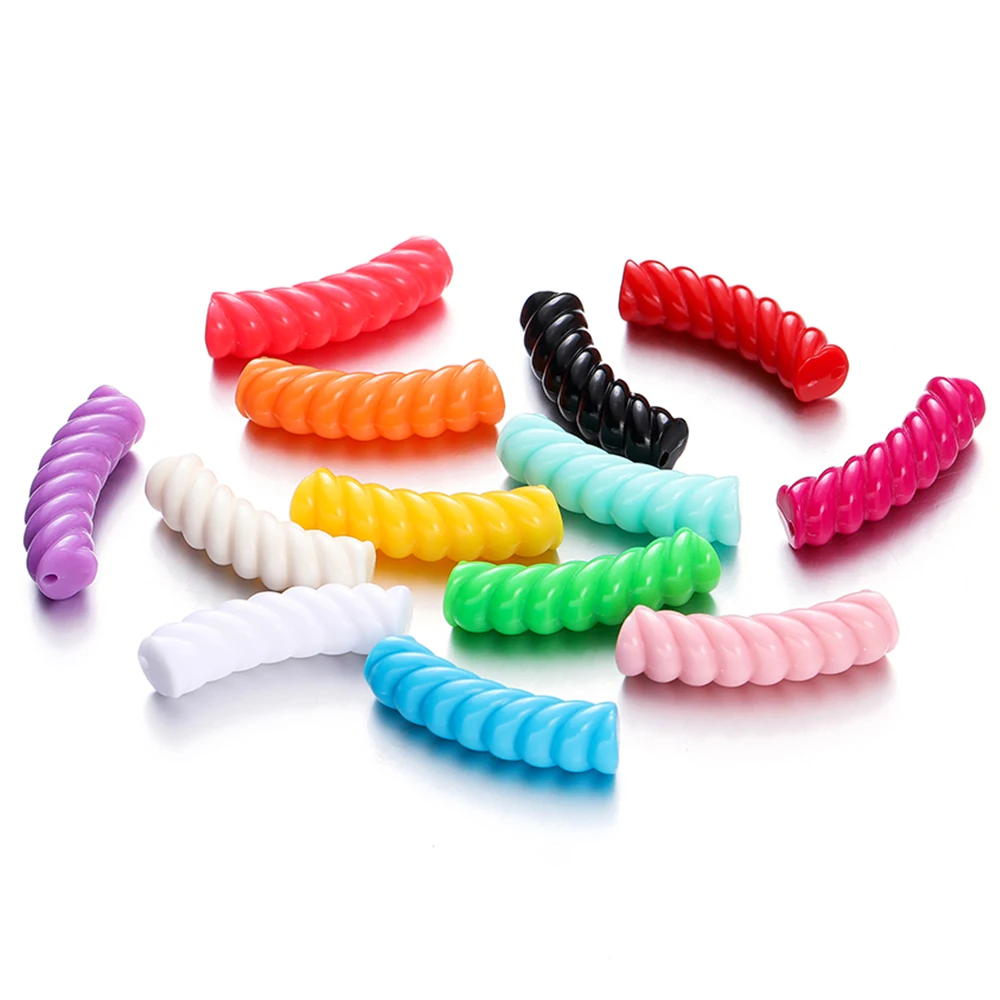 

10pcs/lot Acrylic Spiral Beads Curved Tube Multicolor Loose Spacer Beads For Necklace Bracelets DIY Jewelry Making Accessories