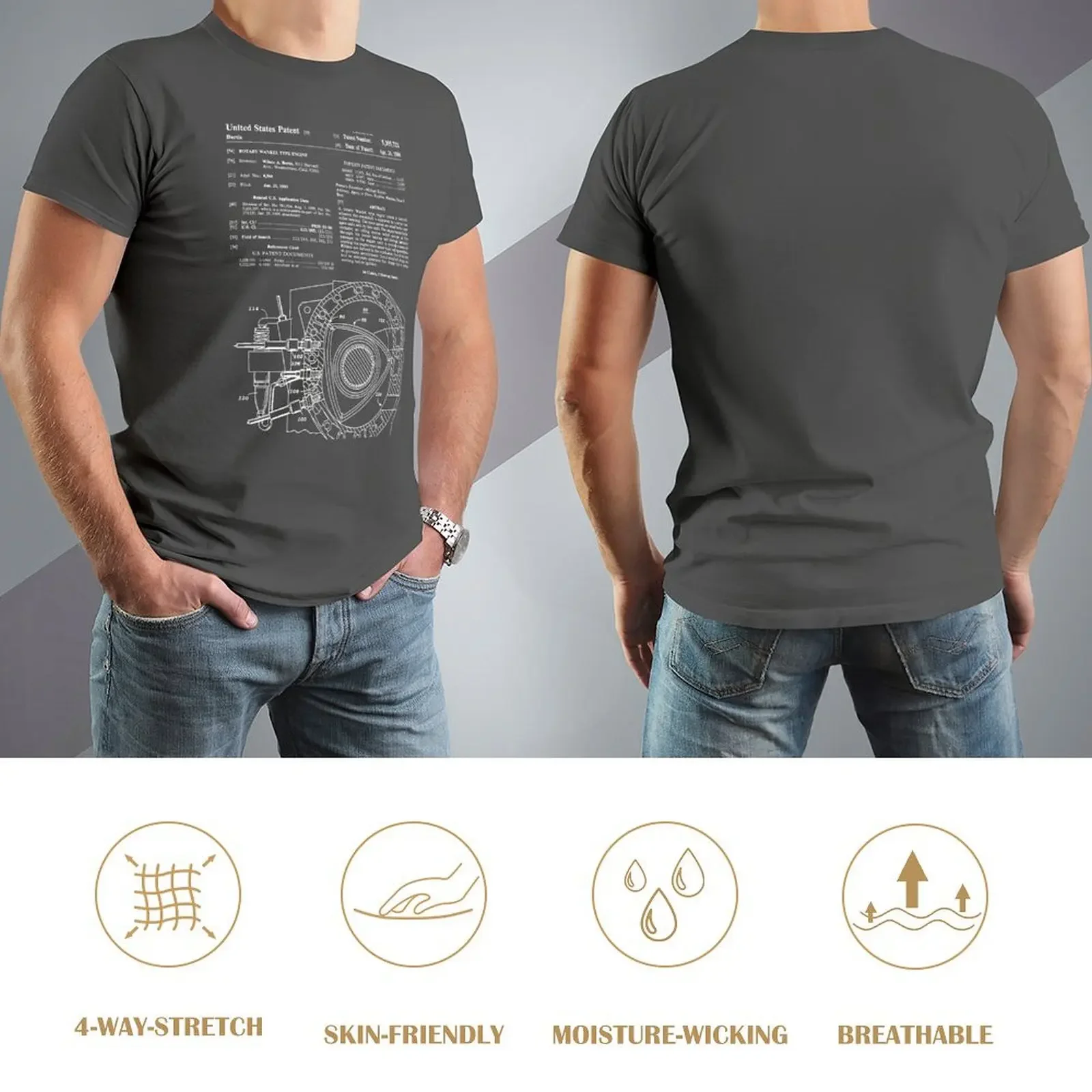 Патент Mazda Wankel Rotary Engine (свет на темноте) Футболка для любителей спорта мужская