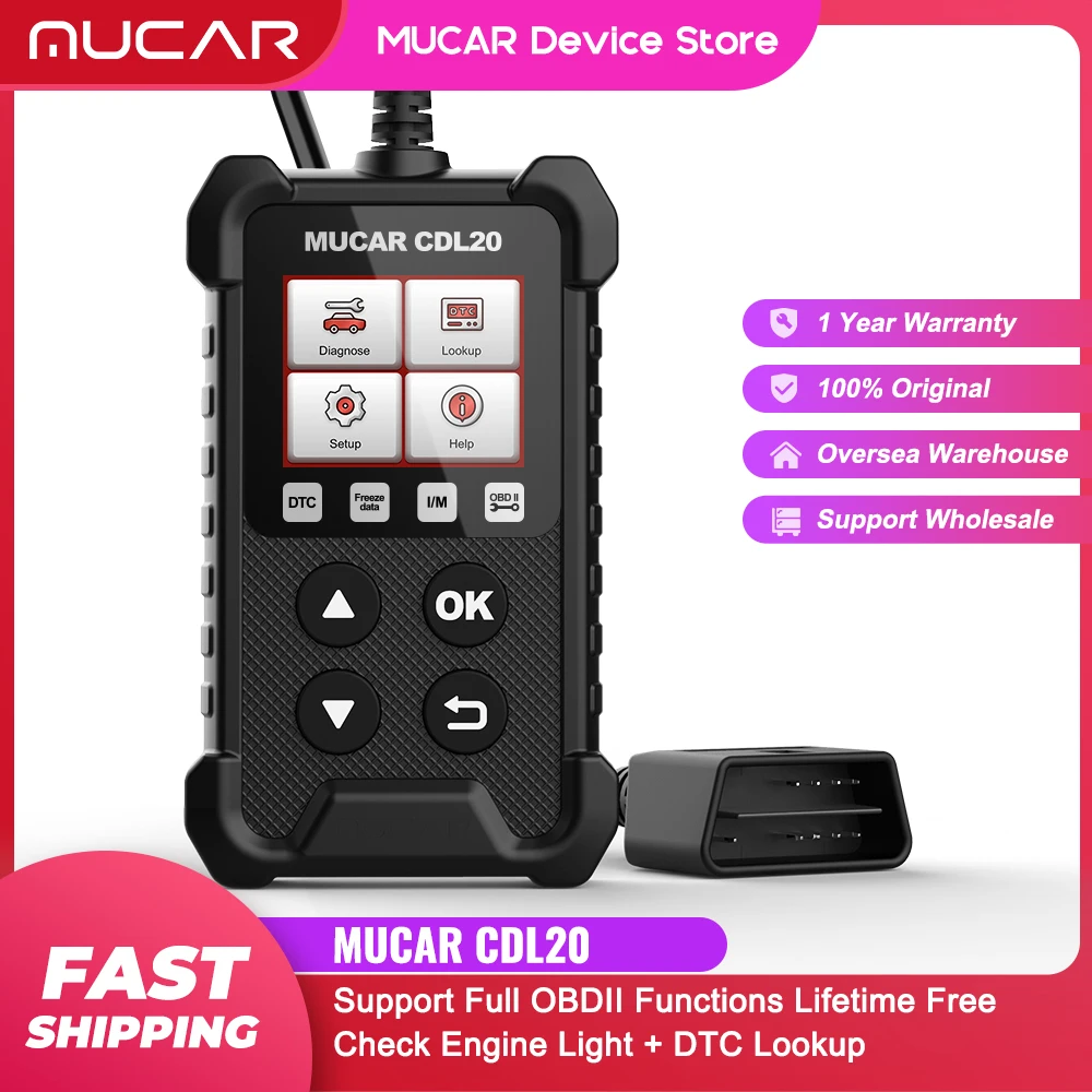 MUCAR CDL20 Lifetime Free Obd2 Scanner Car Professional Auto Diagnostic Tools Automotivo Code Reader Check Engine System