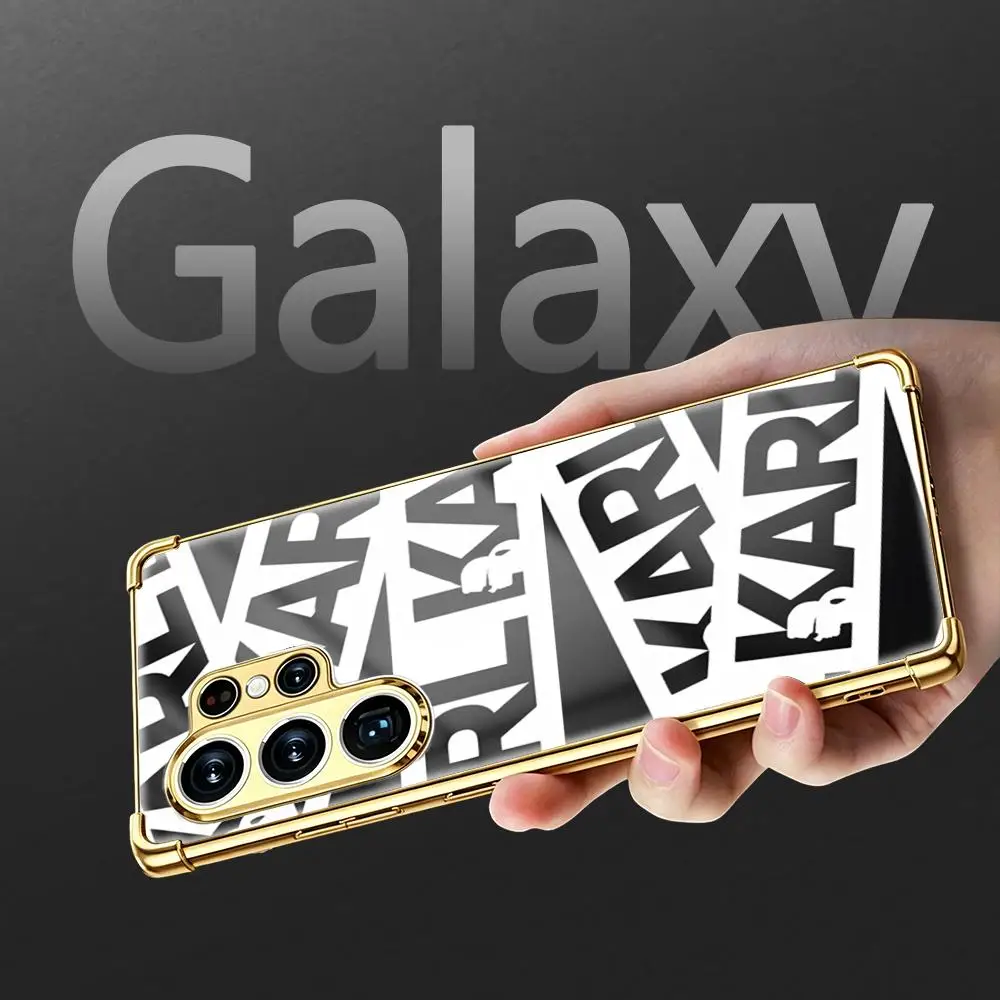Фото Чехол для телефона Cat K-Karl для Samsung S26 S25 S24 S23 S22 S21 Plus Ultra FE, золотой/серебряный, с защитой углов, ударопрочное стекло №3
