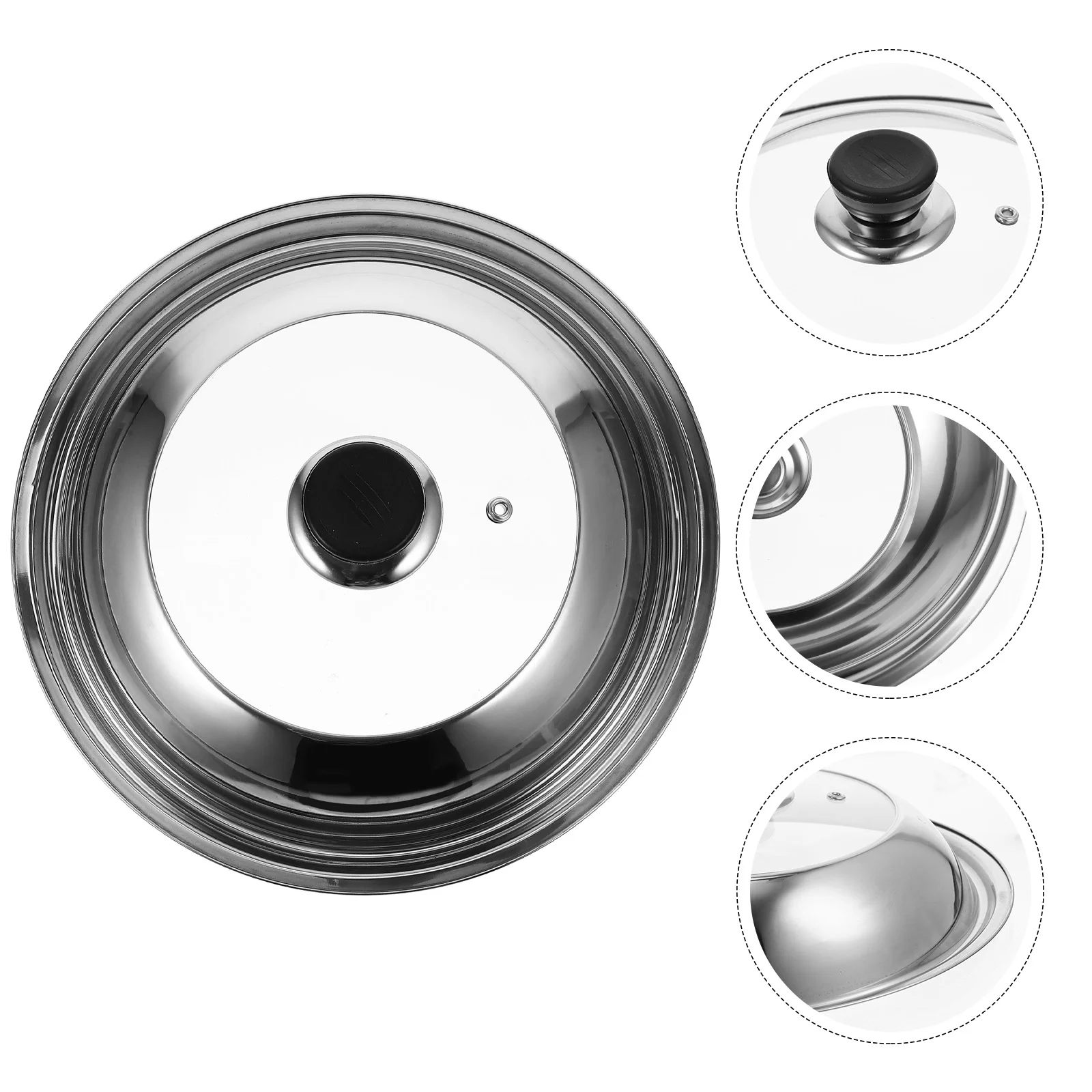

Lid Cover Pot Pan Stainless Cooking Steel Universal Lids Frying Wok Replacement Skillet Covers Visible Cookware Anti Dome