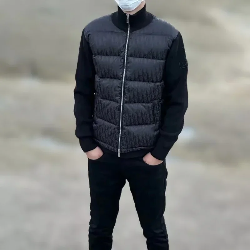 DI * R зимний мужской белый гусиный пуховик теплый приталенный с капюшоном пальто