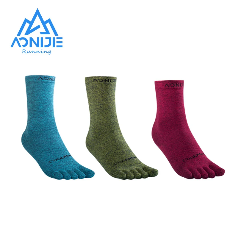 3Pairs/Set AONIJIE E4830 Medium Long Tube Sport Fivetoes Socks Toe Socks For Barefoot Running Shoes Marathon