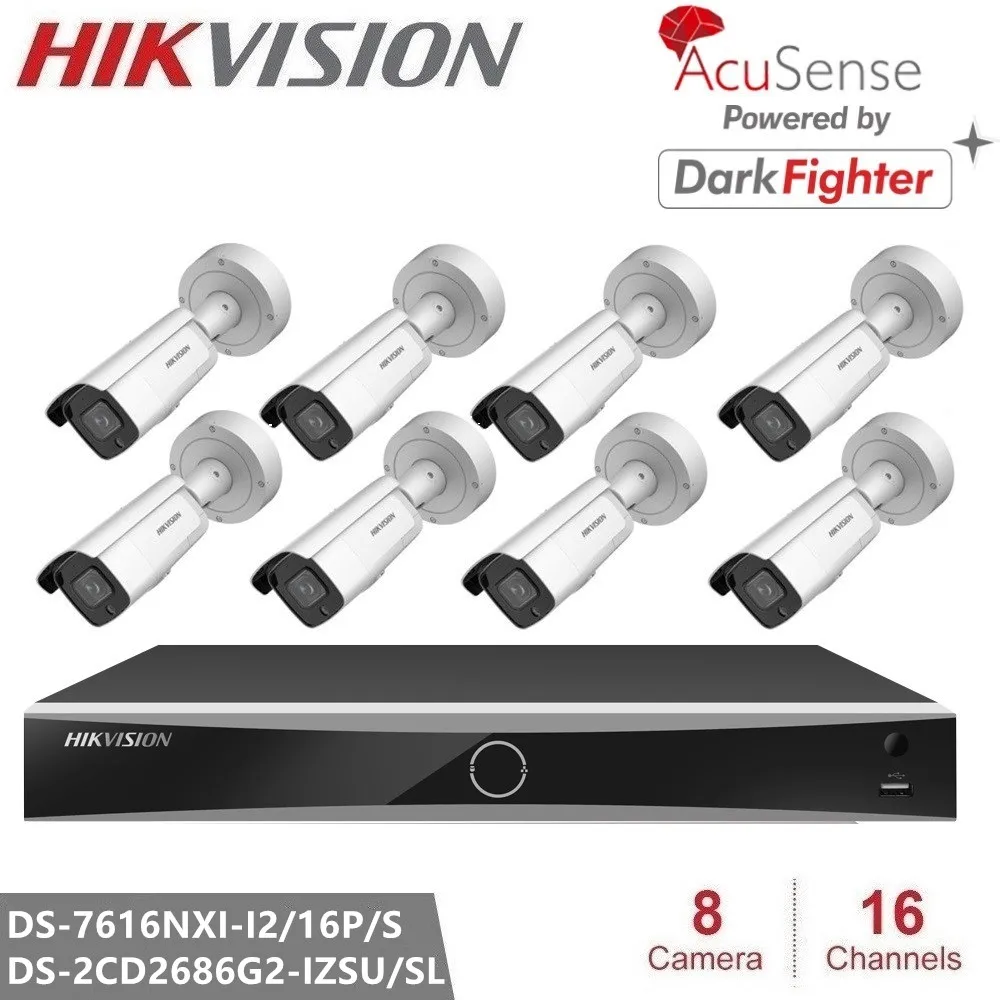 

Hikvision 8MP IP Camera Kits DS-2CD2686G2-IZSU/SL моторизованные Варифокальные линзы, отличные низсветильник характеристики с DarkFighter