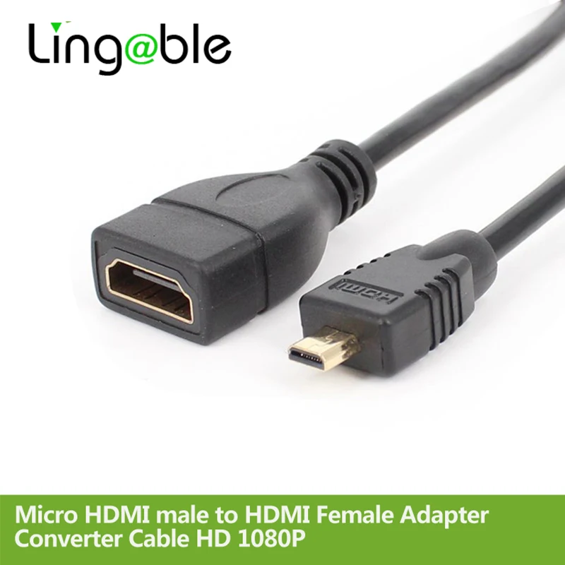 

Lingable Mini Micro HDMI male to HDMI Female Adapter Converter Cable HD 1080P HDMI Converter Short Cabo 22CM for Camera HDTV