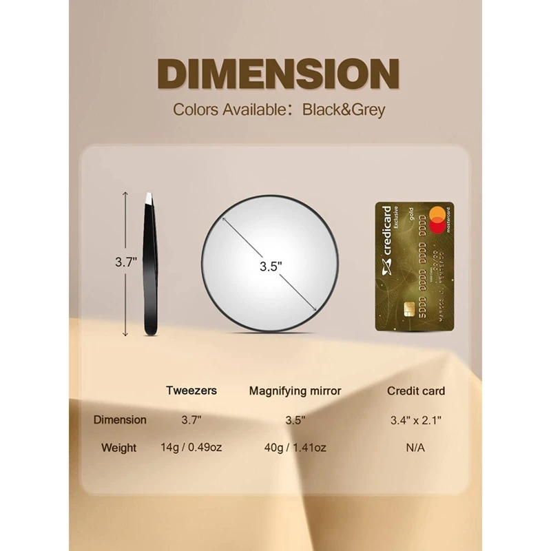 Увеличительное зеркало с пинцетом. для макияжа 2 присосками ухода за волосами и