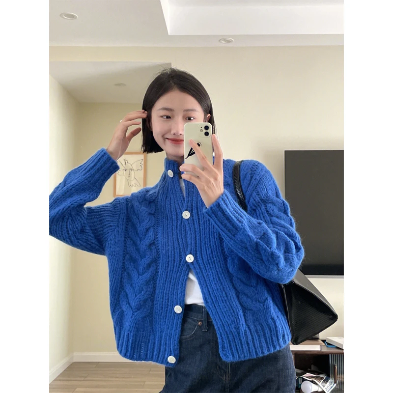 

Korobov Twist Sweater Female Autumn Winter Mohair Hair Knitwear Single-breasted Lazy Cardigans Korean Fashion Sueters De Mujer