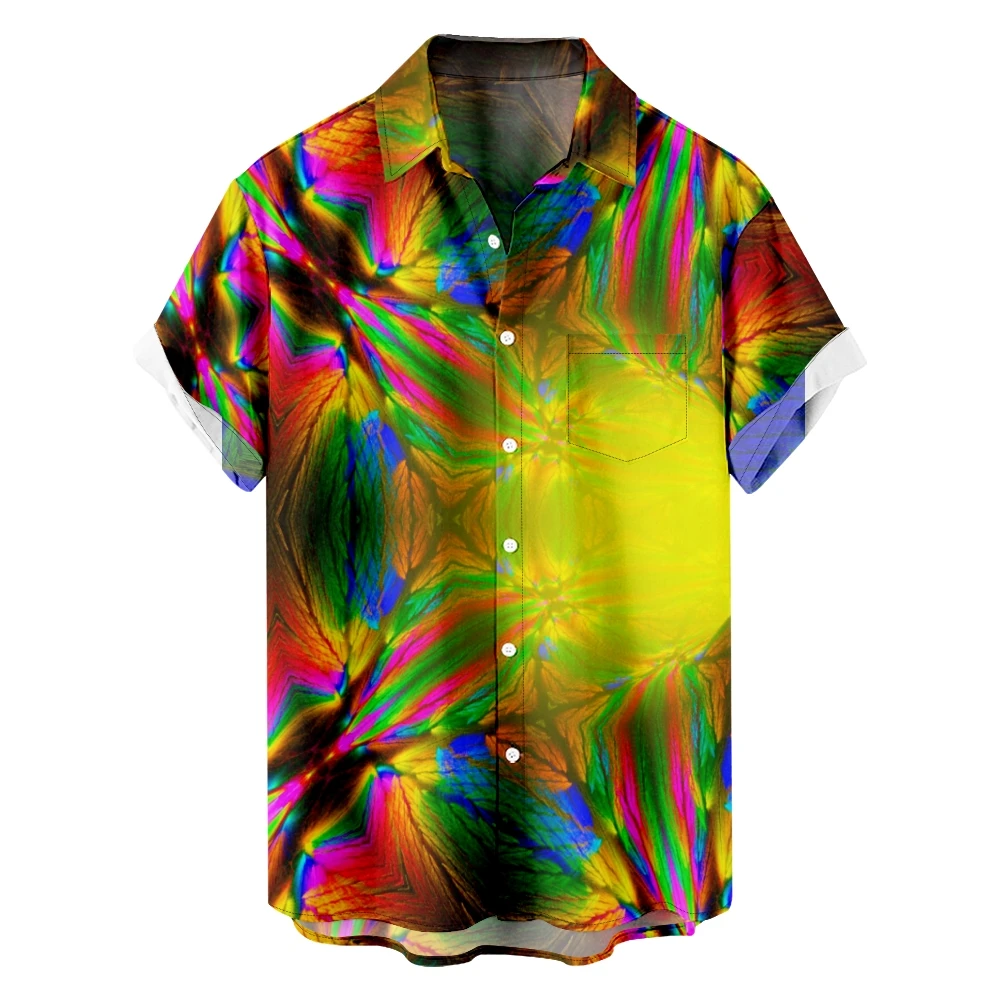 

Men's Hawaiian T-Shirt Sunshine Pattern 3D Printed Hombre Fashion Shirt Casual Beach Clothes