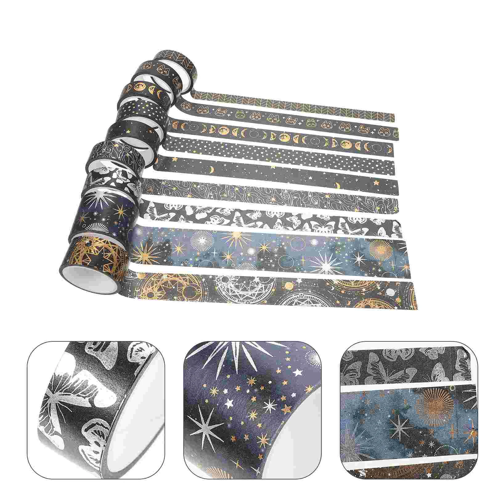 

Декоративные винтажные Маскировочные наклейки Washi для журналов, черные и золотые Подарочные наклейки для ежедневного альбома, журнала, упаковки