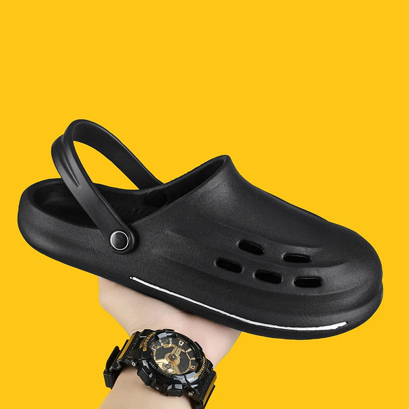 Мужские непромокаемые сандалии удобные дышащие сабо без шнуровки для