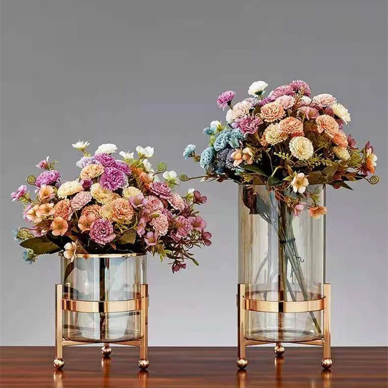 

Glass Transparent Flowerpot Vases Luxury Dried Flowers Plant Pot Vases Modern Design Bathroom Decor Macetas Room Decoration