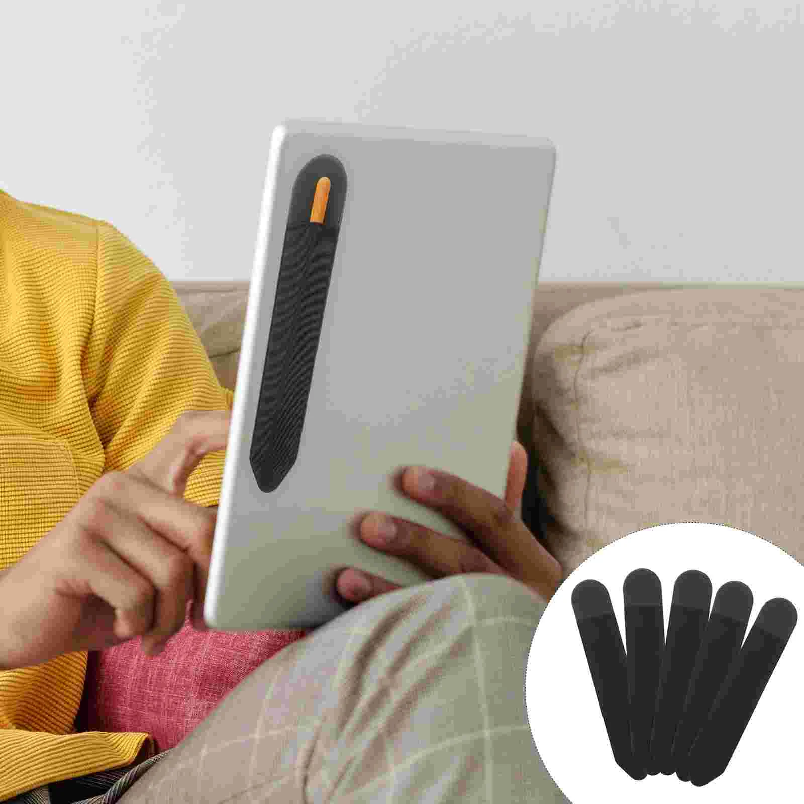 

5 Pcs Adhesive Pen Cap Stylus Phone Pocket Tablet Holder Sticker Lycra Protective Pouch