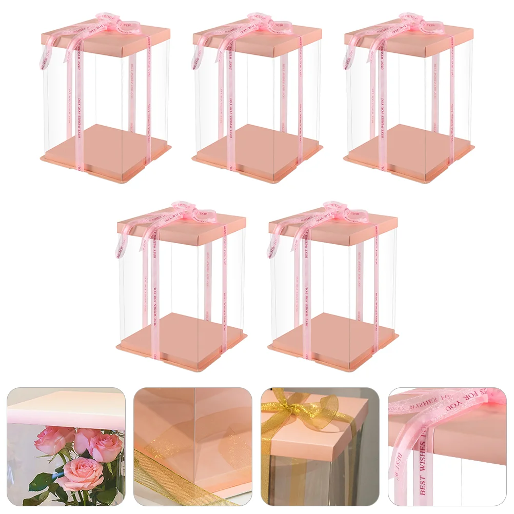 

5 шт. квадратная коробка для выпечки десертов коробка для хранения тортов Прозрачный чехол для торта