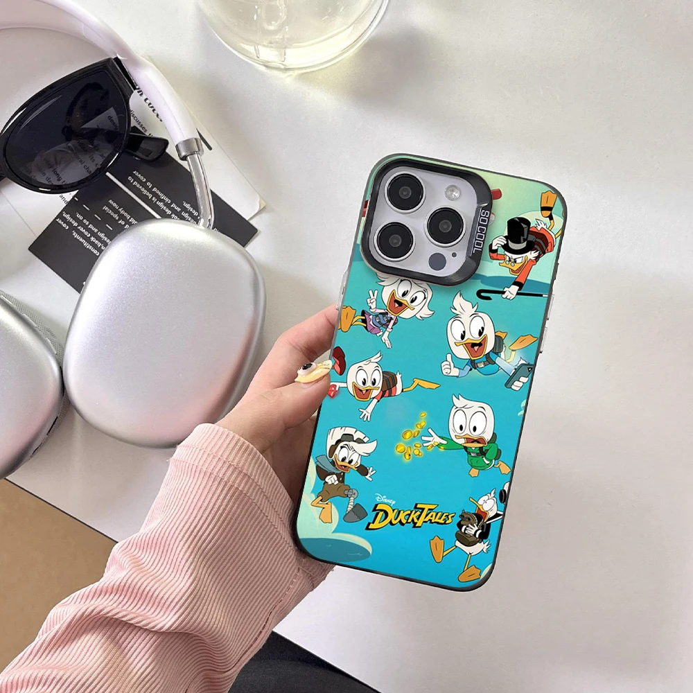 MINISO DuckTales Phone Case For iPhone 12 11 13 14 15 16 Max Pro Plus Laser Cover