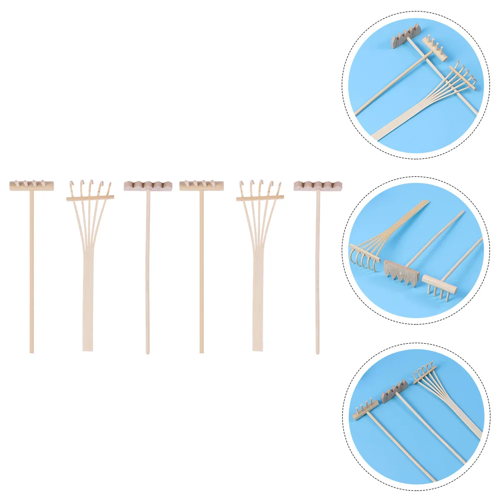 

6pcs Practical Durable Sandbox Rake Mini Garden Rake Desktop Decoration Zen Garden Tool