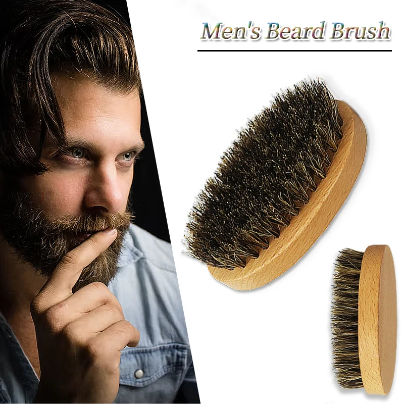 

Wholesale Custom Logo Pure Natural Wooden Beard Brush For Male Facial Mustache Cleaning Brushes