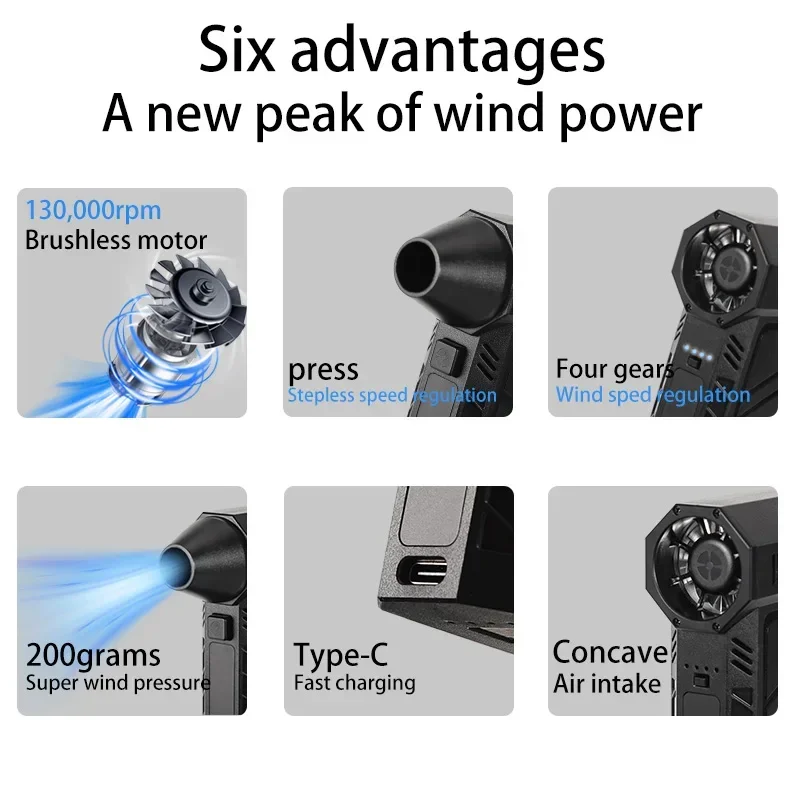 130000 Мини-турбореактивный вентилятор RPM Портативный Мощный воздуходувка