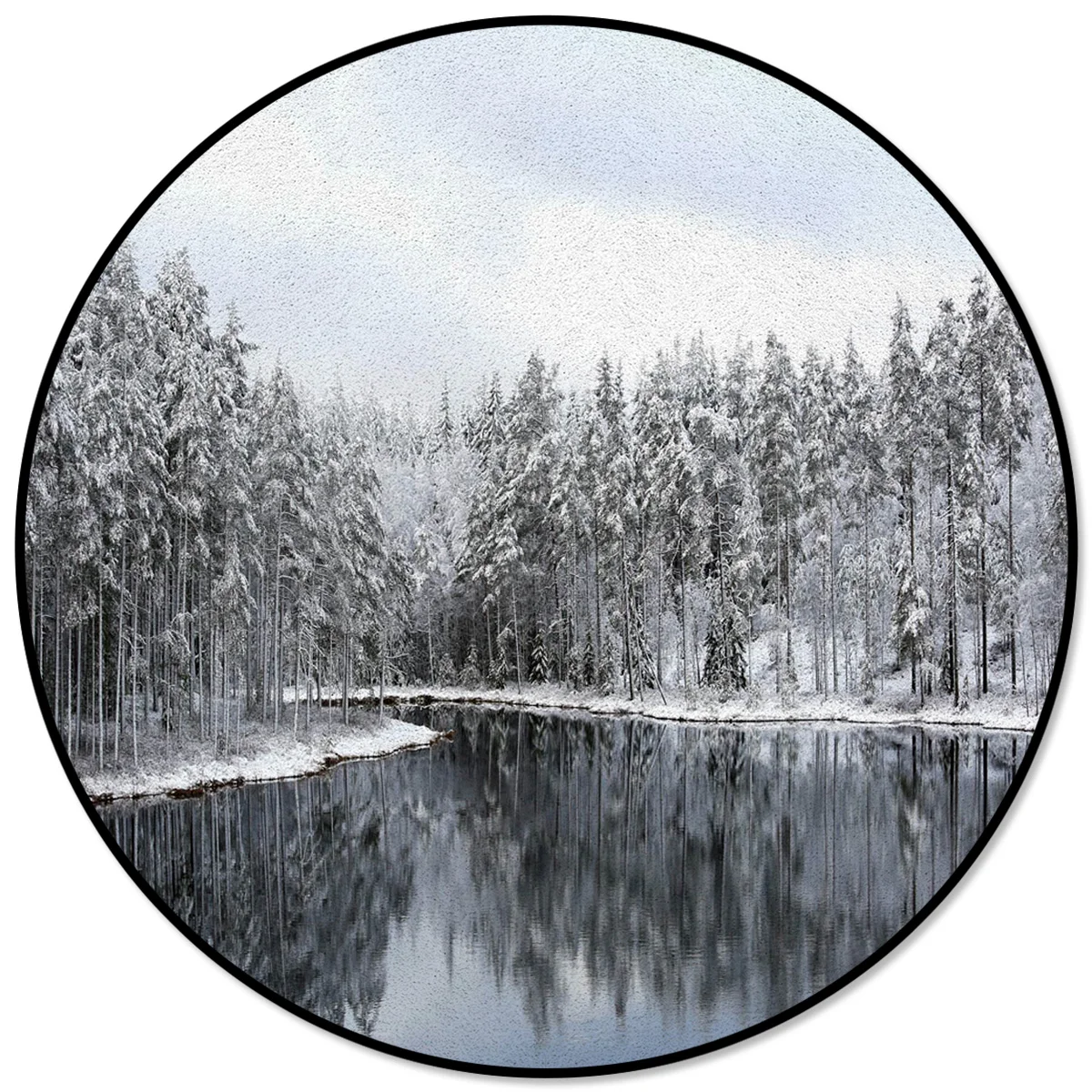 

Lake Forest Leaves Water Sky Scenery Snow Rugs And Carpets For Home Living Room Round Rug For Children Rooms Non-slip