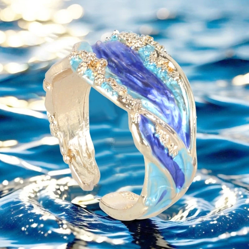 652F Кольцо дружбы Океанская волна Уникальные кольца Кольца для свиданий Стильные