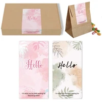 50pcs pink hello label stickers paper cute thank you stickers for baking packaging seal labels stationery stickers