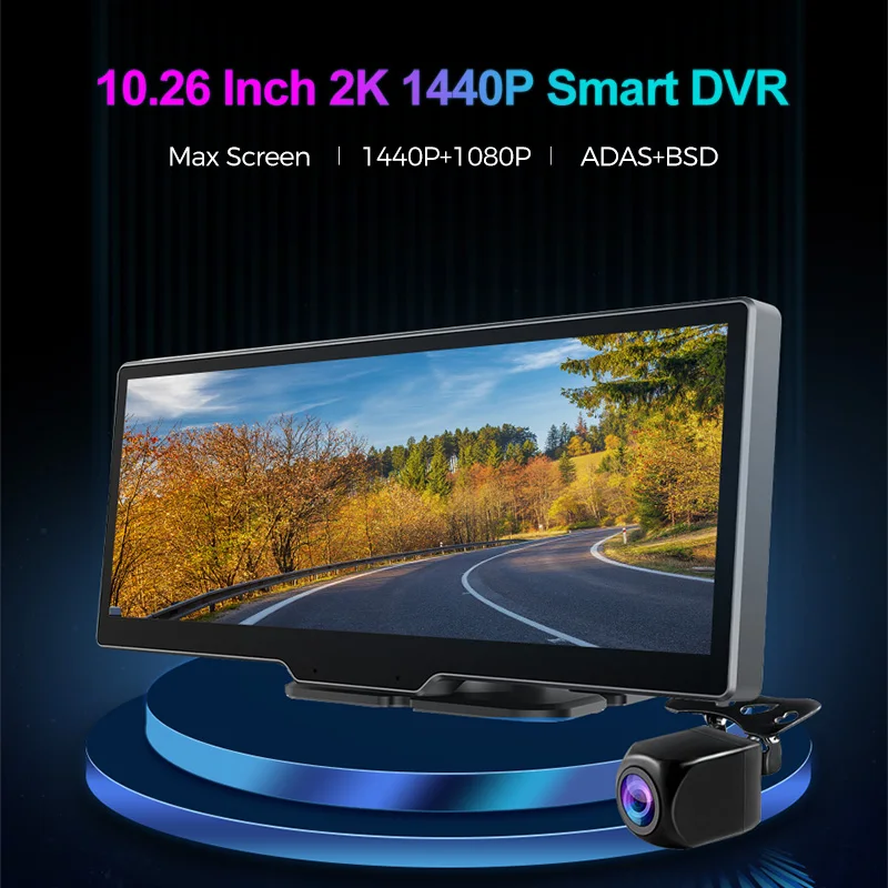 $92.54 OBDPEAK Q92 10.26 Inch Car DVR 2K 2560*1440P GPS Dash Cam Rearview Mirror Dashboard Dual Lens ADAS BSD Camera Driving Recorder