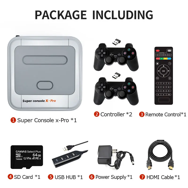 

Retro WiFi Super Console X Pro 4K HD TV Video Game Consoles For PS1/PSP/N64/DC With 50000+ Games With 2.4G Wireless Controllers