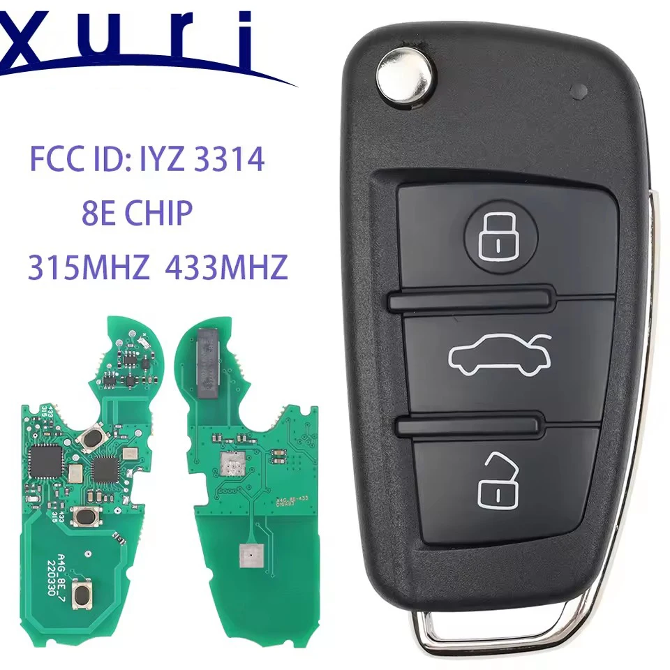 

Удаленный автомобильный ключ Xuri 315 МГц 434 МГц FSK 8E чип для AUDI A6 S6 Q7 2004-2015 брелок FCCID: IYZ 3314 4F 0837220 М 4Ф 0837220 Т