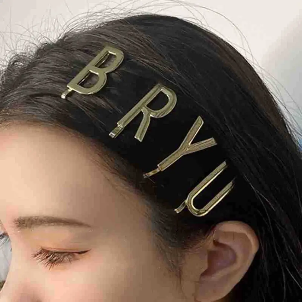 

Geometry Gold Color Retro Hollow Girls Female Hair Clips Korean Style Barrettes Metal Bangs Clips Letter Hairpins Set