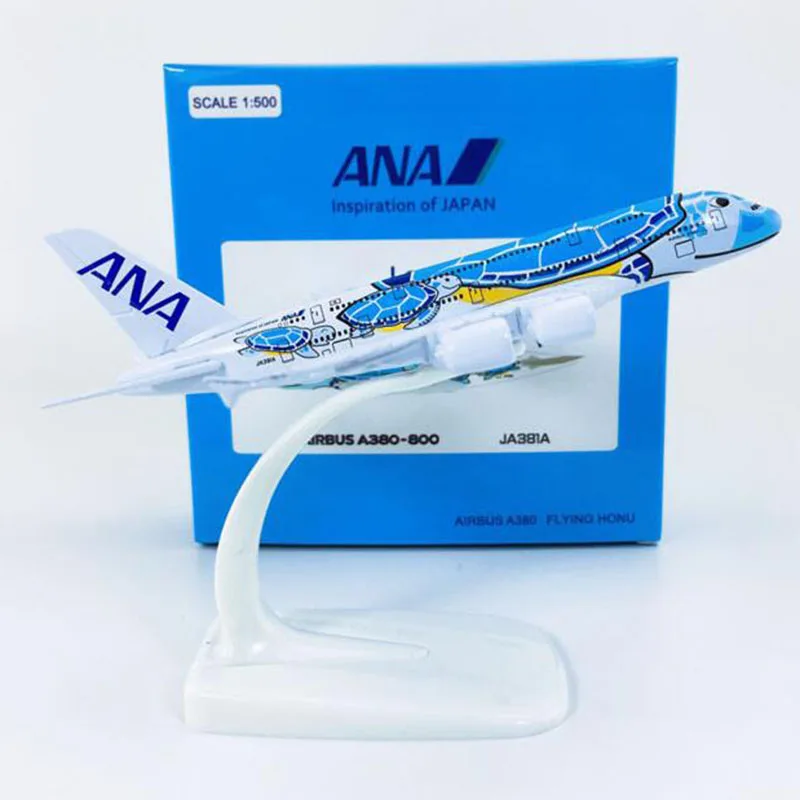 

Модель самолета ANA Airlines голубая черепаха Лани из сплава, 14 см, масштаб 1/500, A380, 380, Коллекционная модель самолета