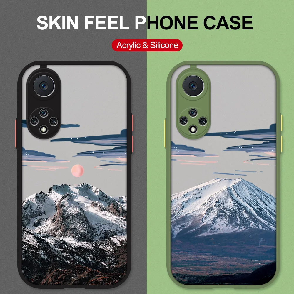 

For Huawei P50 P40 P30 Pro P20 10 Lite Landscape Painting Phone Case Funda For Huawei Mate 40 30 20 Pro Skin Feeling Phone Cover
