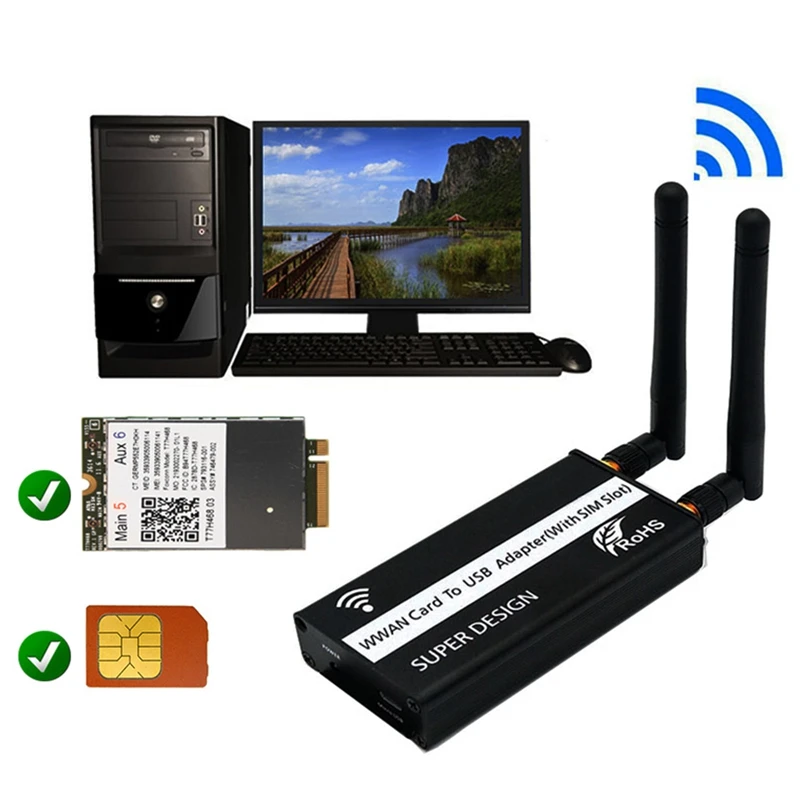 2X Беспроводной NGFF M.2 ключ B к USB-адаптеру со слотом для Sim-карты WWAN/LTE/4G модуль