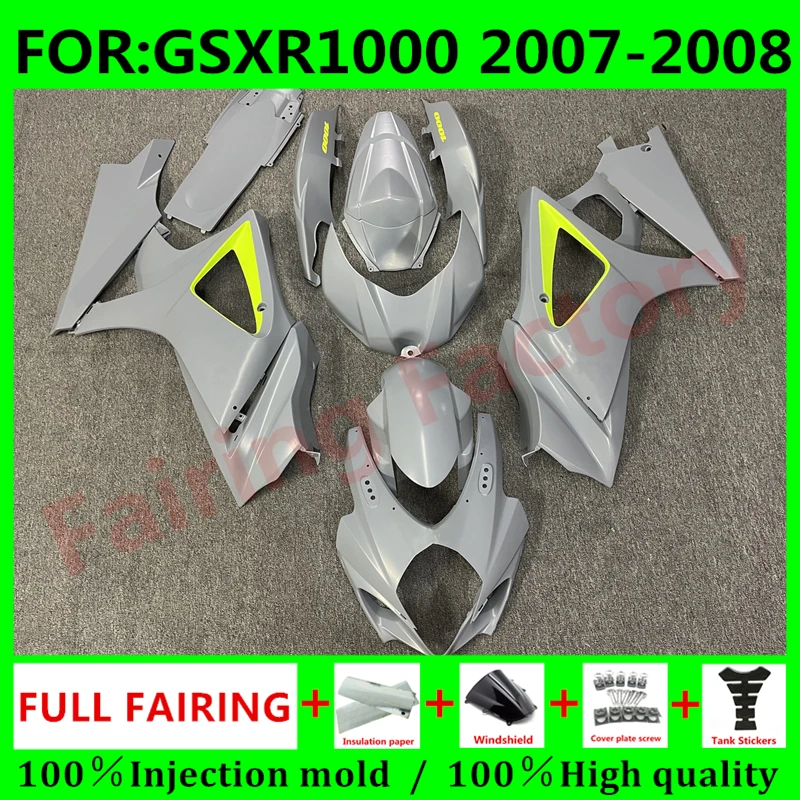 

NEW ABS Motorcycle Whole Fairing kit fit for GSXR1000 GSXR 1000 07 08 GSX-R1000 K7 2007 2008 full Fairings kits set grey yellow