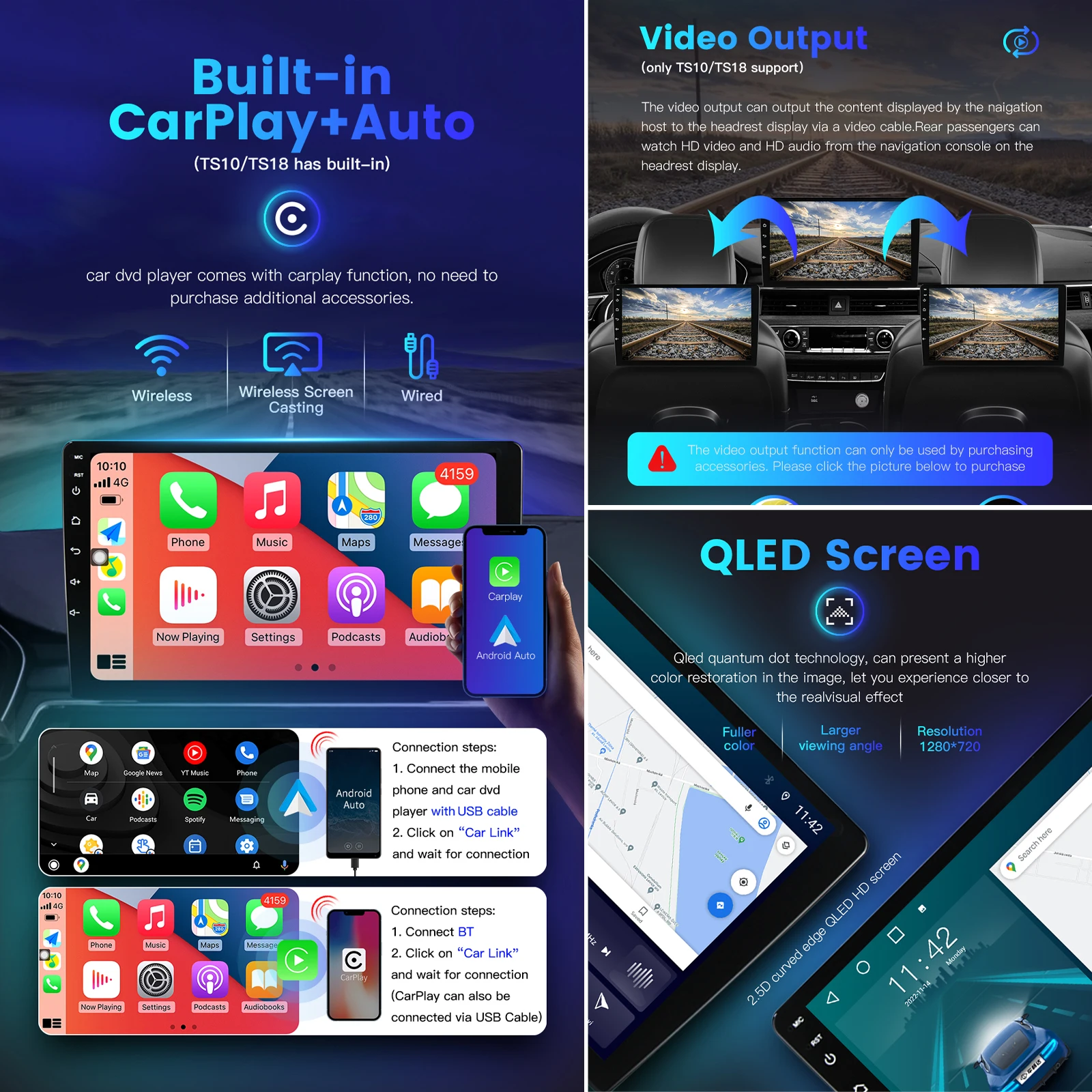 2Din Андроид Авто Магнитола Навигация GPS для KIA Carens 2013 2014 2015 2016 2017 2018 Мультимедийный Видеоплеер Carplay 4G WIFI включен.