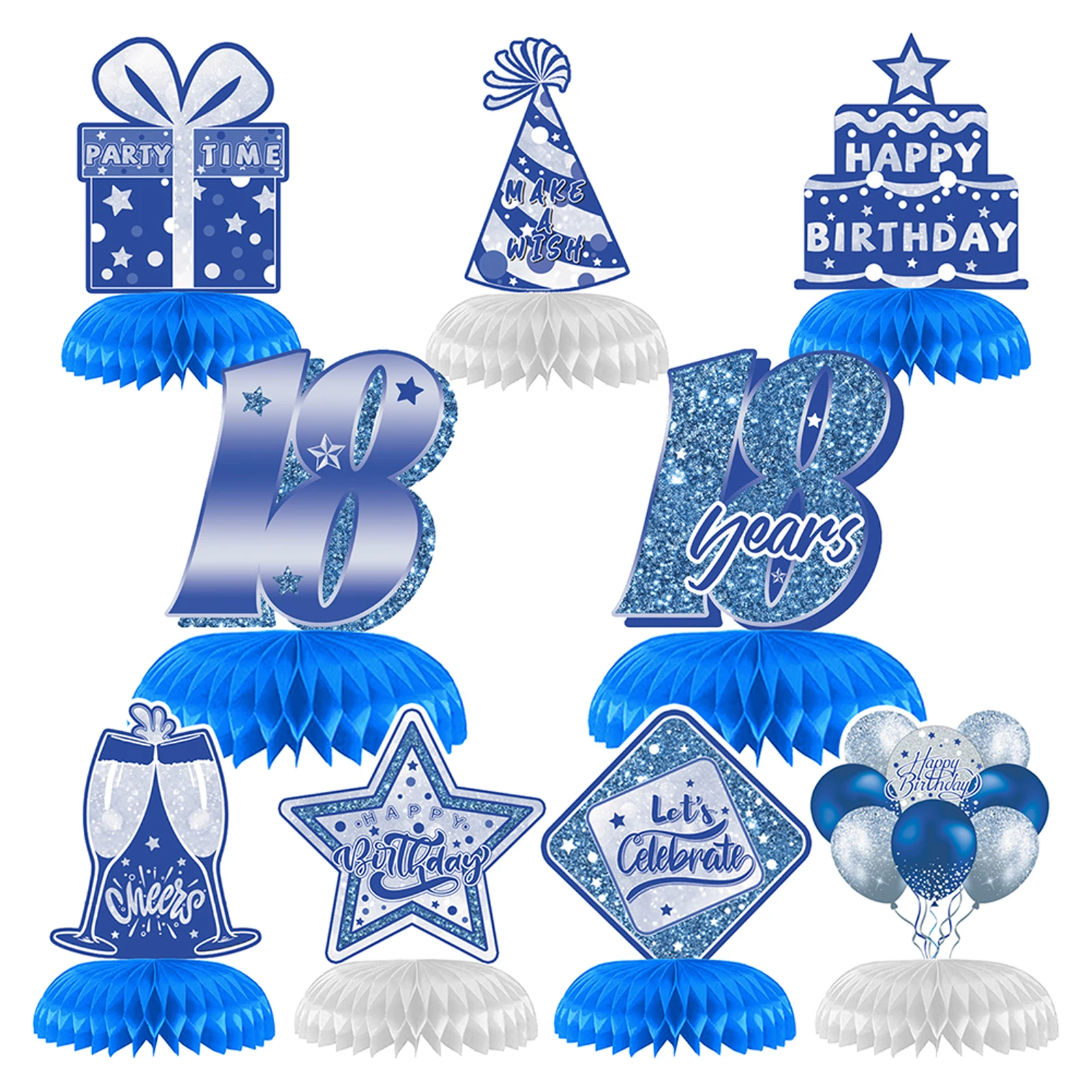 

9 шт., двусторонние Блестки для торта на день рождения