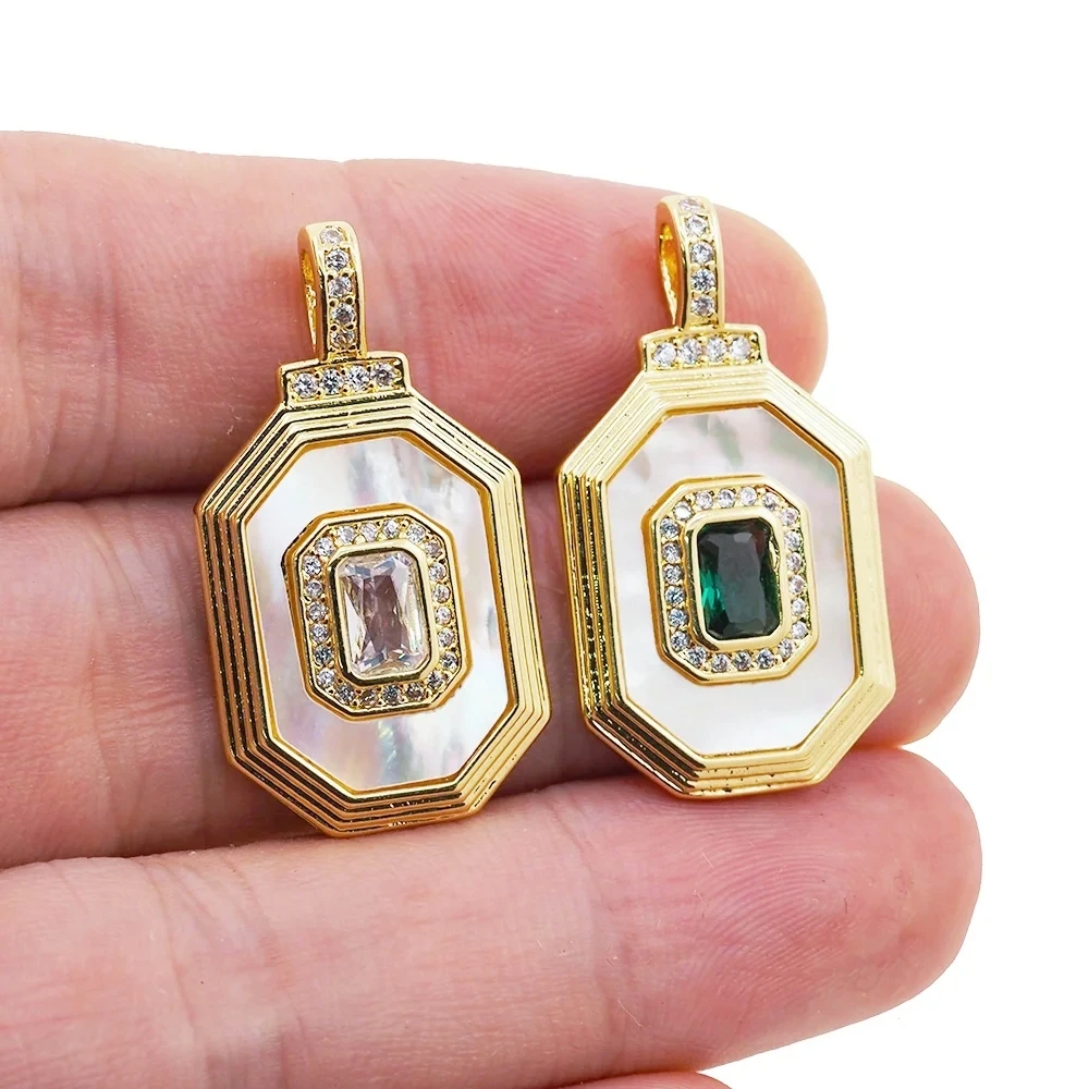 

Noble Geometric Shell Necklace Pendant Gold Plated Zircon DIY Making Women Accessories Fine Jewelry Gift
