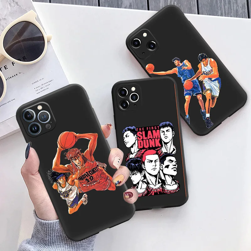 Чехол для Телефона iphone 16Plus XR XSMax 15 14 13 12 11 16 Pro Max Mini 7 8 Plus 15Pro Slam Dunk черный мягкий