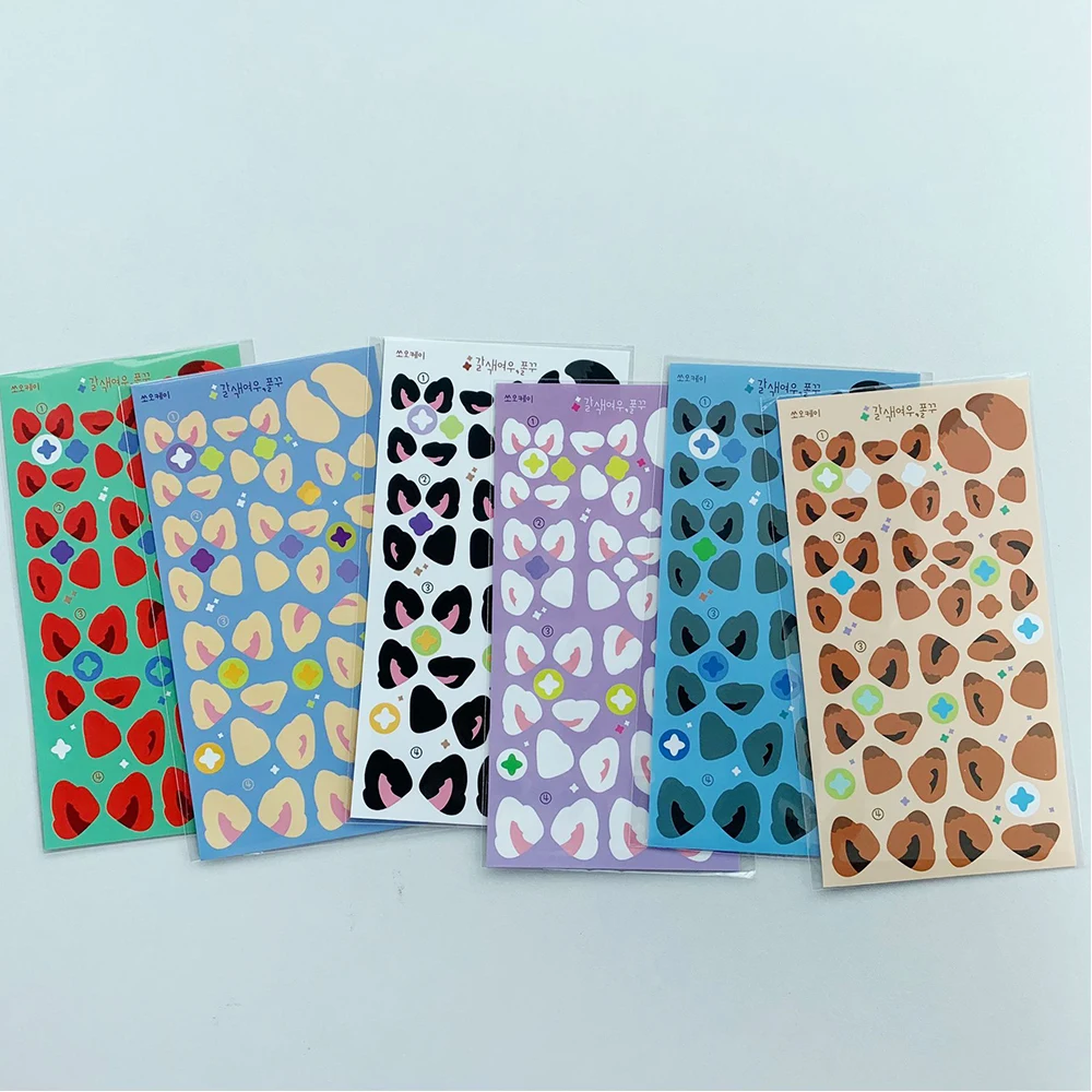 

Cute Fox Ears Decorative Photo Decorative Stationery Sticker Star Chasing Card DIY Handbook Waterproof Stickers School Supplies