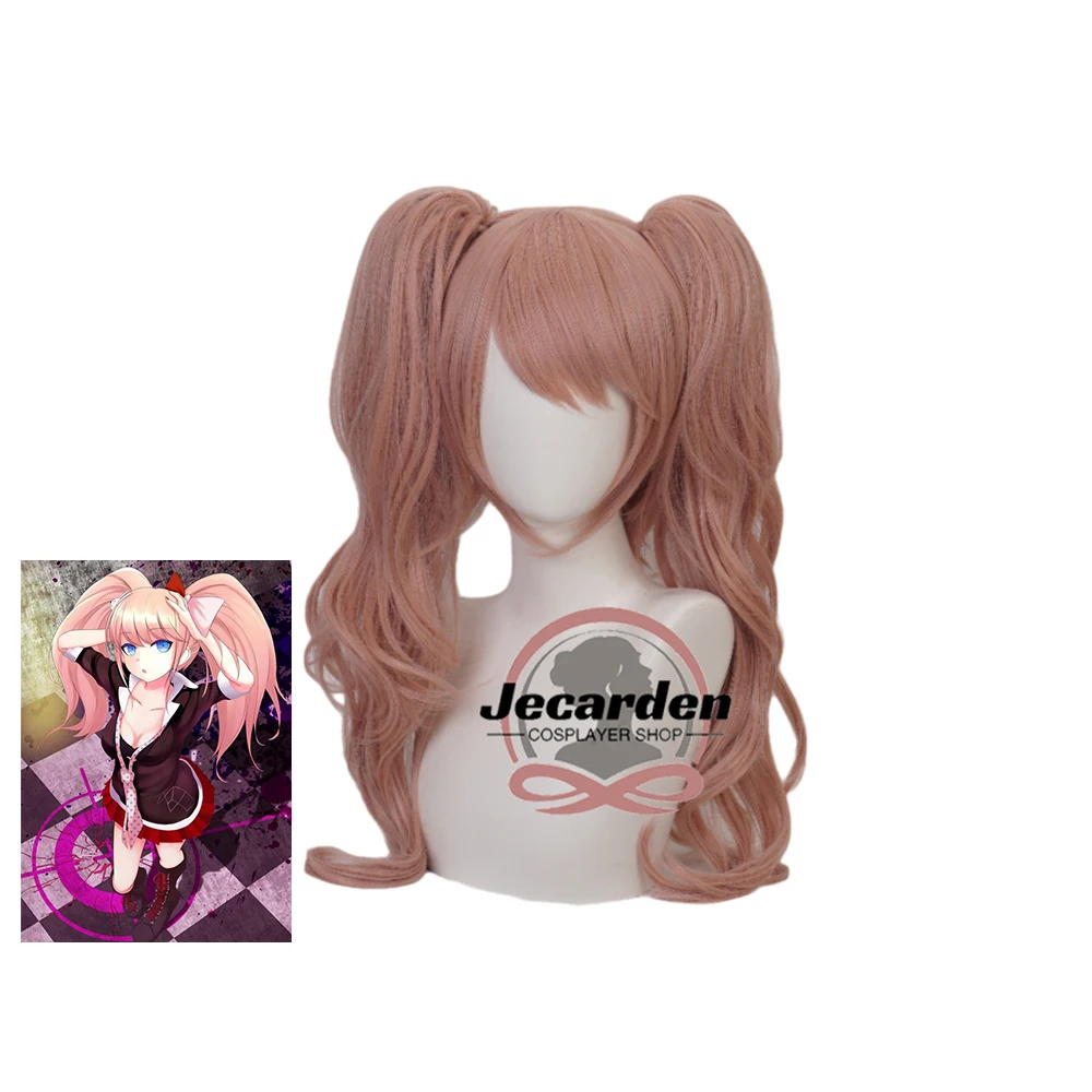 

Game Danganronpa Morematch Enoshima Junko Cosplay Wigs Pink Long Wavy and Horsetail Heat-Resistant Role Play Hair