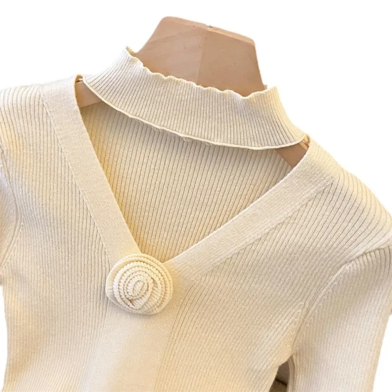 Pure Desire винтажный топ с v-образным вырезом и бретелькой на шее полый вязаный