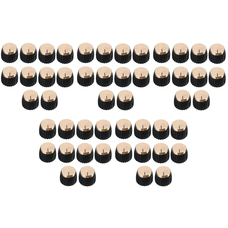 

50X Guitar AMP Amplifier Knobs Push-On Black+Gold Cap For Marshall Amplifier