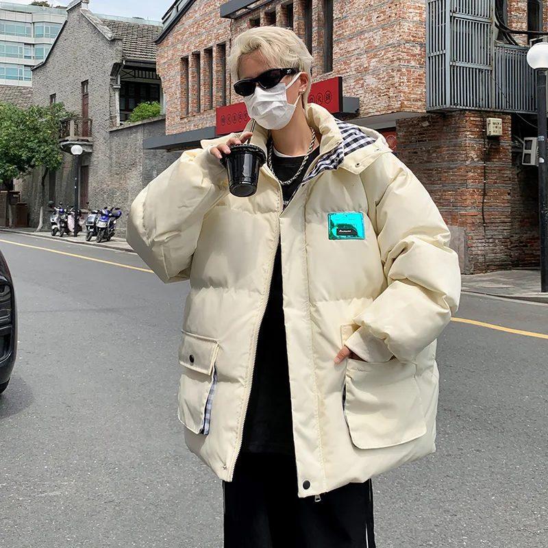 Пуховик с хлопковой подкладкой мужская зимняя утолщенная модная брендовая