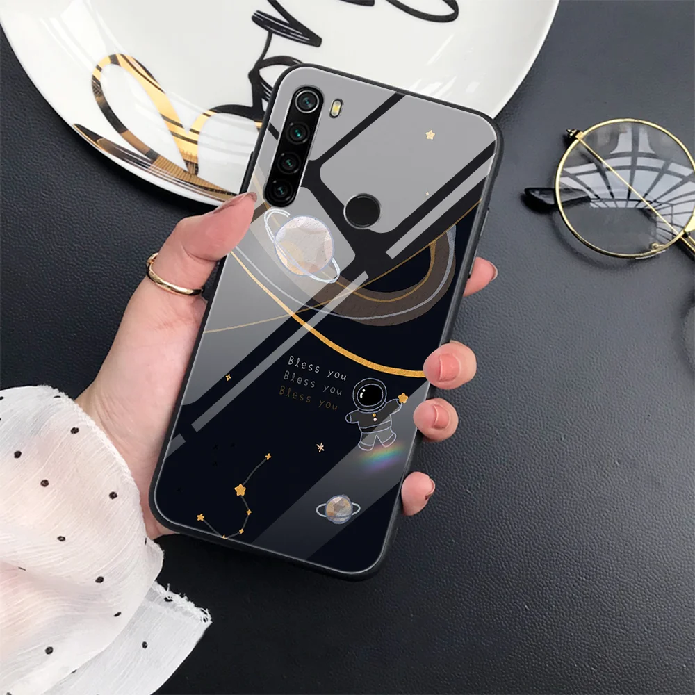 

Moon Astronaut Case for Xiaomi Redmi Note 10 Pro Max 11 10T 4G 10S 9 9T 8 8T 8A 7 9A 9C Poco X3 Pro NFC M3 Fundas Glass Cover