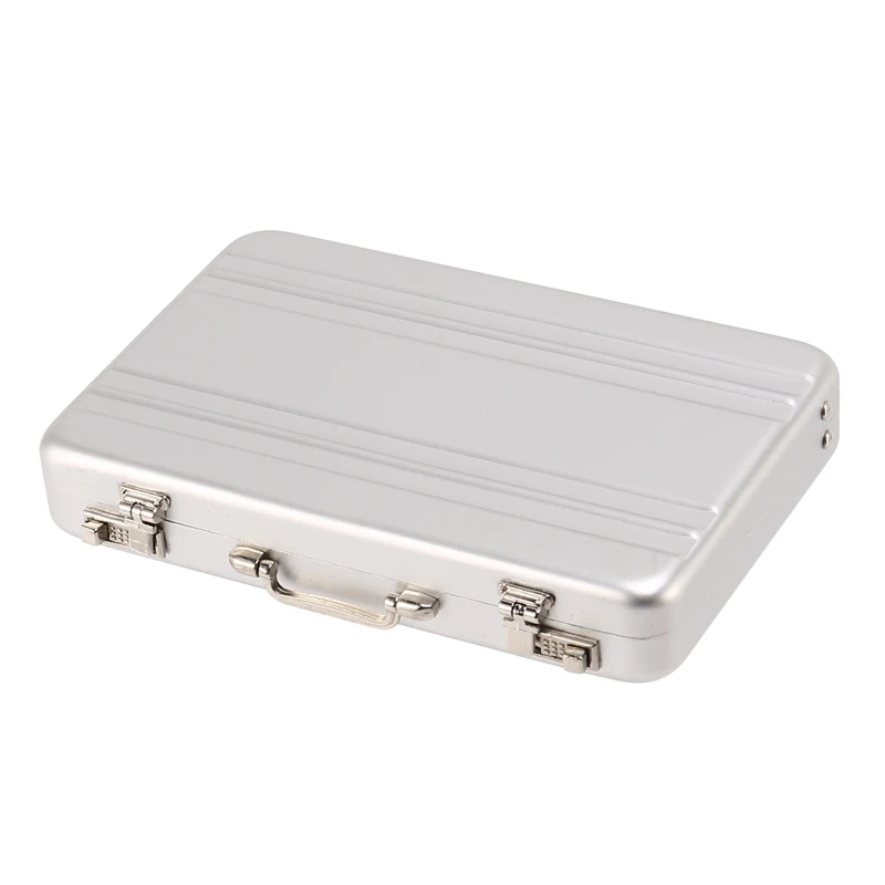 Aluminum password box Card Case Mini suitcase Password briefcase Silver | Stock