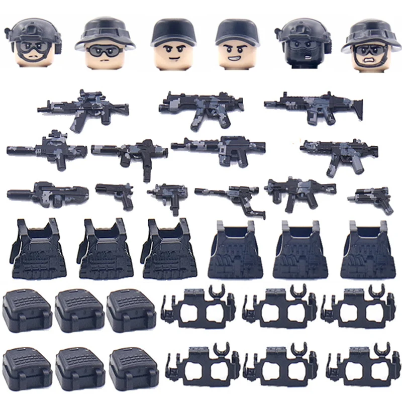 

Special Forces Building Blocks Modern Military SWAT Police Armored Soldiers Figures Equipment Weapon Helmet Gun Bricks Toys Boys