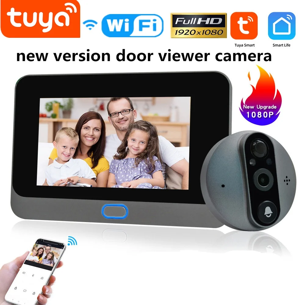 

Дверной звонок Tuya, 1080P, Wi-Fi, 5000 мА · ч, 4,3 дюйма